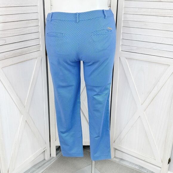 Michael Michael Kors Polkadot Crop Chino Pants Blue White 10 Cotton Twill - Picture 2 of 15